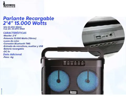 Parlante Recargable 2*4"