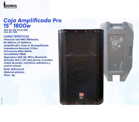 Caja Amplificada Pro 15" 1800w