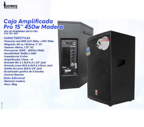 Caja Amplificada Pro 15" 450w Madera
