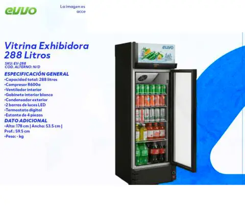 Vitrina Exhibidora 288 Litros