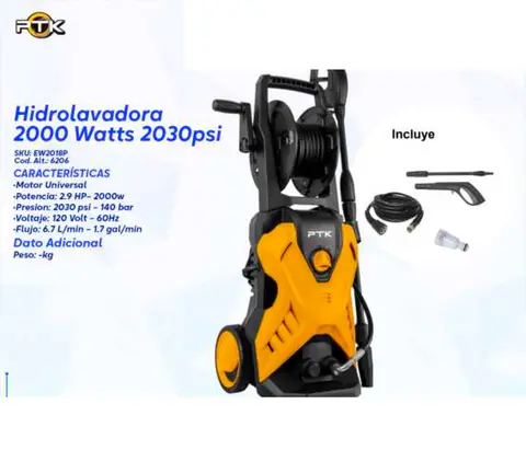 Hidrolavadora 2000 Watts 2030psi