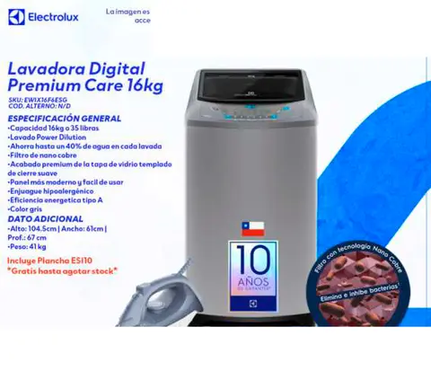 Lavadora Digital Premium Care 16kg
