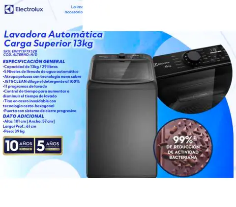 Lavadora Automática Carga Superior 13kg
