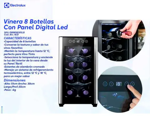 Vinera 8 Botellas Con Panel Digital Led