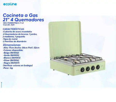 Cocineta a Gas 21" 4 Quemadores