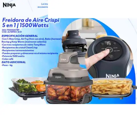 Freidora de Aire Crispi 5 en 1 | 1500 Watts