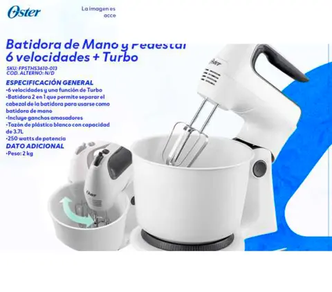 Batidora de Mano 6 velocidades + Turbo