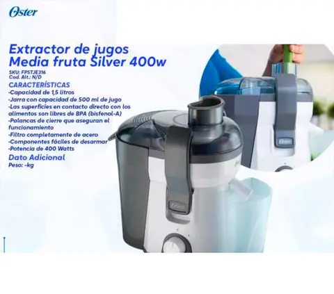 Extractor de Jugos Media Fruta Silver 400w
