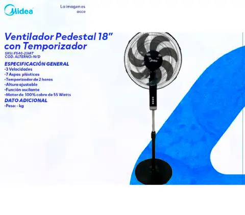 Ventilador de Pedestal 18" con Temporizador