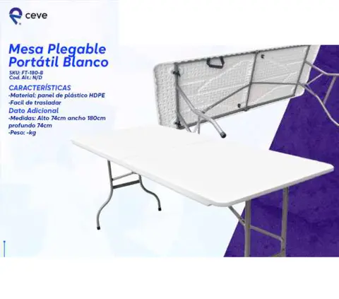 Mesa Plegable Portátil Blanca