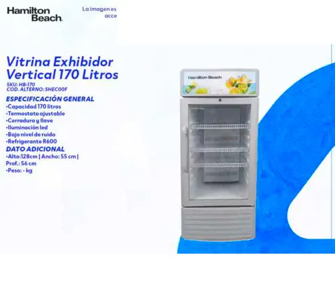 Vitrina Exhibidor Vertical 170 Litros