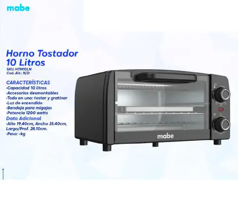 Horno Tostador 10 Litros