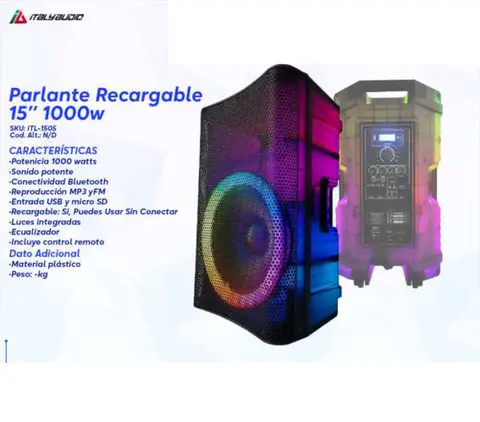 Parlante Recargable 15" 1000w
