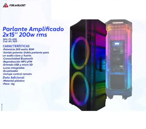 Parlante Amplificado 2x15" 200w rms