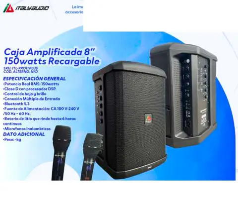Caja Amplificada 8" 150watts Recargable