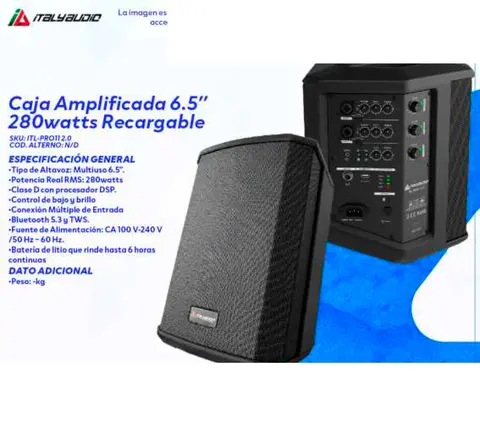 Caja Amplificada 6.5" 280watts Recargable