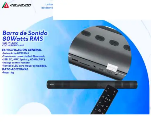 Barra de Sonido 80Watts RMS