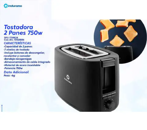 Tostadora 2 Panes 750w