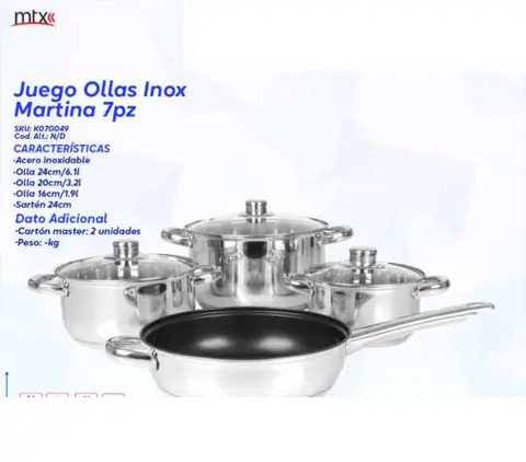 Juego Ollas Inox Martina 7pz
