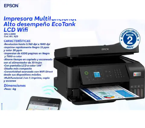 Impresora Multifuncional Alto Desempeño EcoTank LCD Wi-Fi