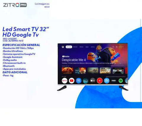 Led Smart TV 32" HD Google Tv