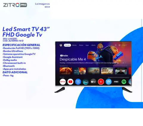 Led Smart TV 43" FHD Google Tv (ZITRO)
