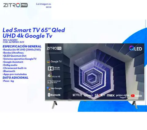 Led Smart TV 65" Qled UHD 4k Google Tv (LA6SZEC)