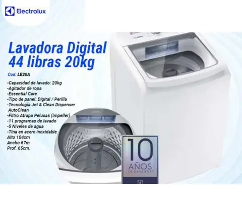 Lavadora Digital 44 libras 20kg