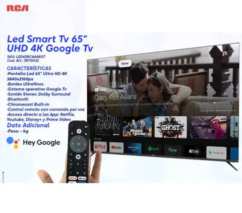 Led Smart TV 65" UHD 4K Google TV (RCA LED65RCA684GT)