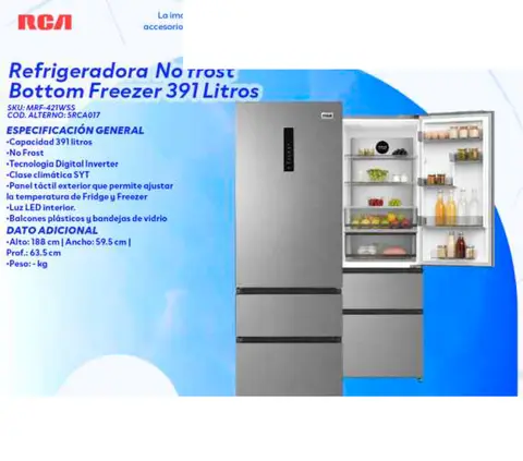 Refrigeradora No frost Bottom Freezer 391 Litros