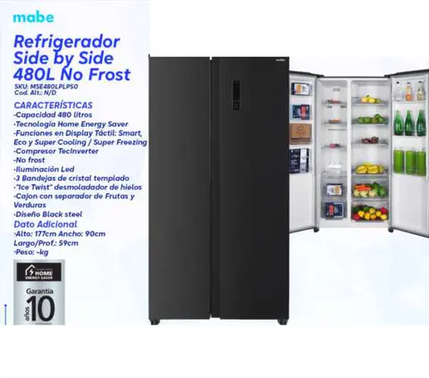 Refrigerador Side by Side 480L No Frost
