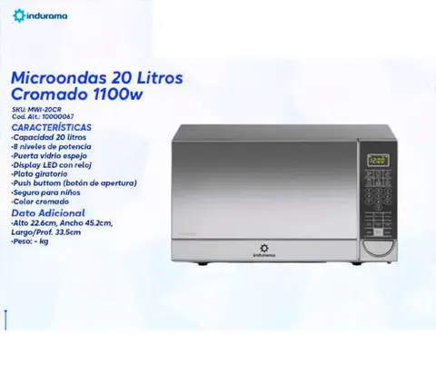 Microondas 20 Litros Cromado 1100w