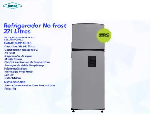 Refrigerador No Frost 271 Litros (Haceb)