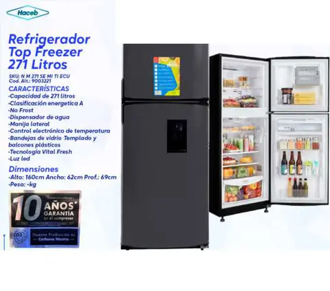 Refrigerador Top Freezer 271 Litros