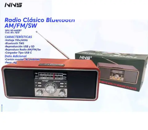 Radio Clásico Bluetooth AM/FM/SW (NS-66818T)