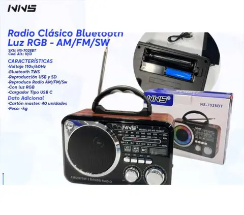 Radio Clásico Bluetooth Luz RGB - AM/FM/SW