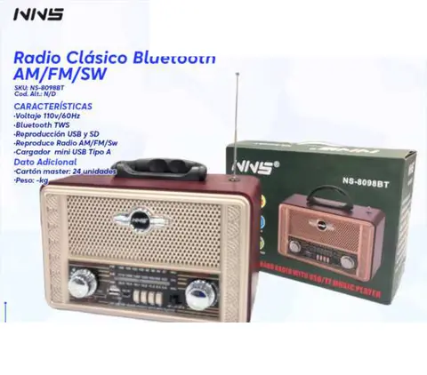 Radio Clásico Bluetooth AM/FM/SW (NS-8098BT)