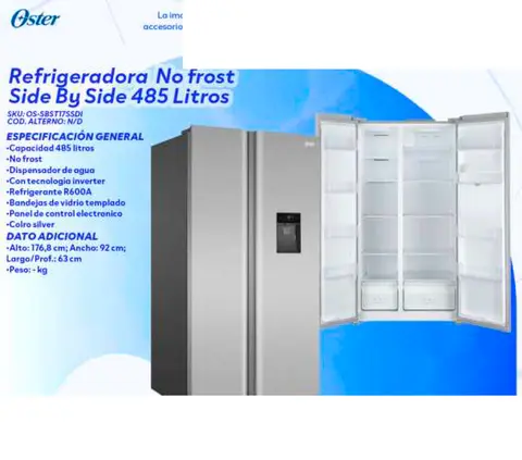 Refrigeradora No frost Side By Side 485 Litros