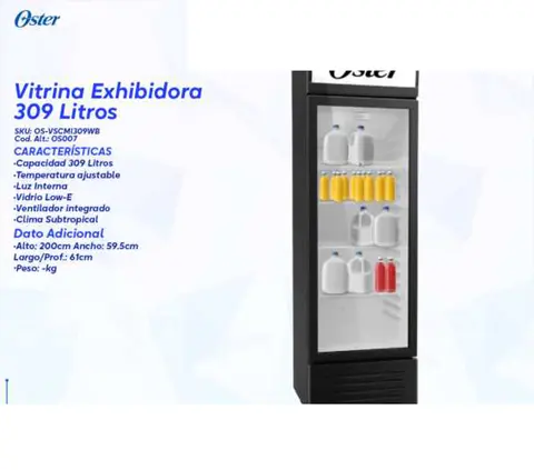 Vitrina Exhibidora 309 Litros (Oster OS-VSCM1309WB)