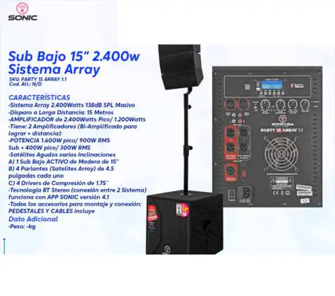 Sub Bajo 15" 2.400w Sistema Array