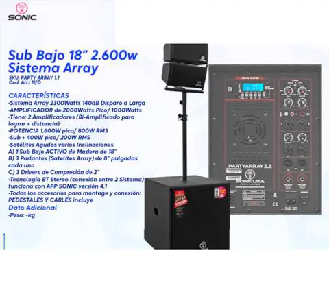 Sub Bajo 18" 2.600w Sistema Array