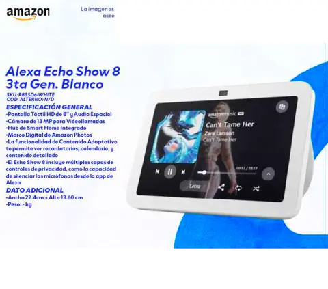 Alexa Echo Show 8 3ta Gen. Blanco