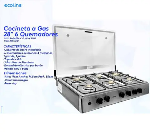 Cocineta a Gas 28" 6 Quemadores (Ecoline)