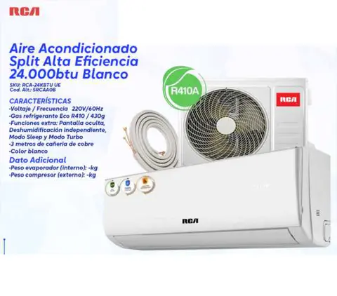 Aire Acondicionado Split Alta Eficiencia 24.000BTU Blanco (RCA)