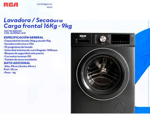 Lavadora / Secadora Carga frontal 16Kg - 9kg
