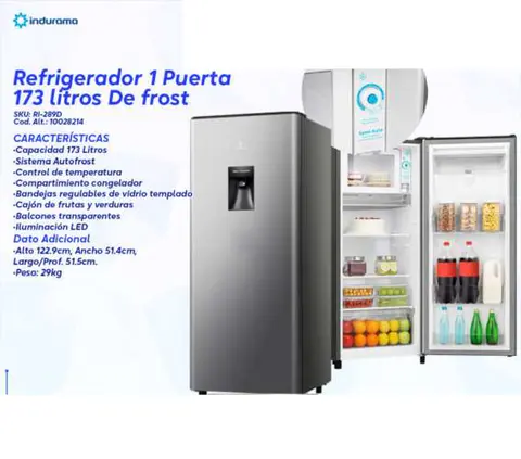 Refrigerador 1 Puerta 173 litros De frost