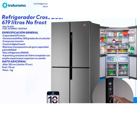 Refrigerador Cross Door 619 litros No frost
