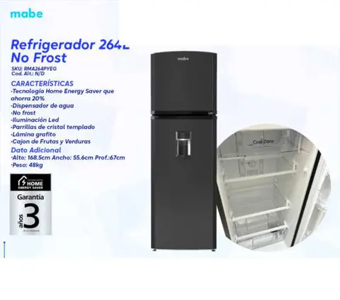 Refrigerador 264L No Frost (Mabe)
