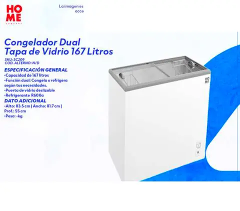 Congelador Dual Tapa de Vidrio 167 Litros