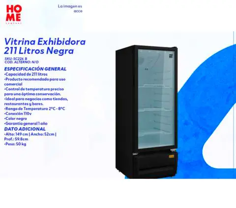 Vitrina Exhibidora 211 Litros Negra (HOME)